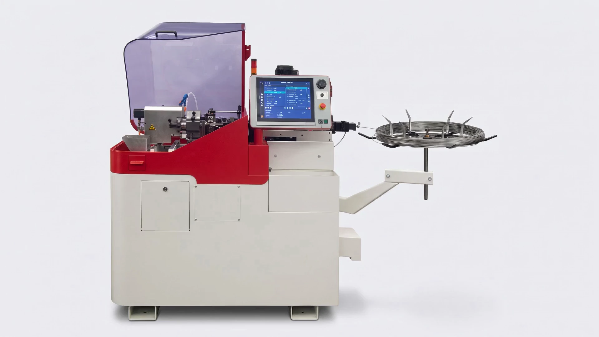 ESCO escomatic D2 CNC mit Drahtcoil und geradem Materialeinlauf
